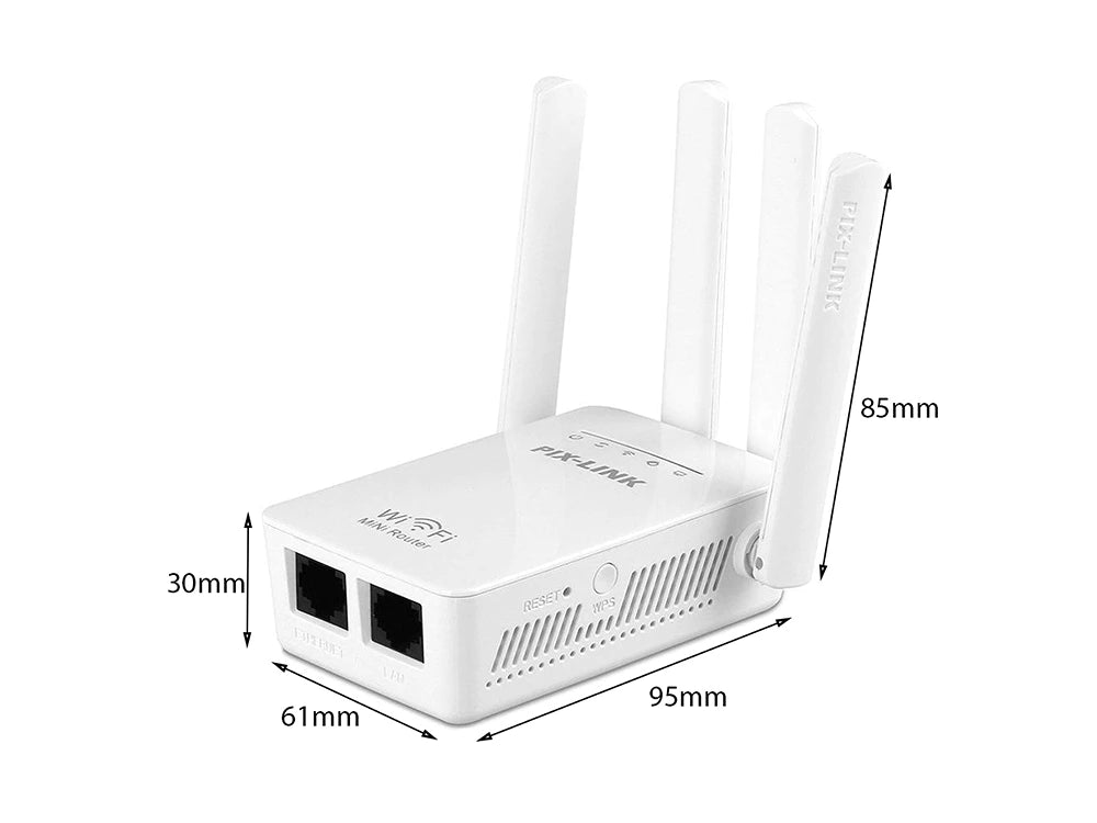 Mini Router e Repetidor de Sinal Wi-Fi Pix Link – Amplificador de Internet de 300 Mbps