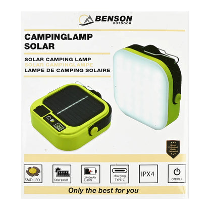 Luz de campismo solar LED com Powerbank – USB-C e controlo de cor