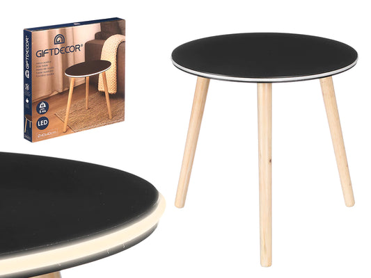 Mesa de apoio Giftdecor LED preta – Mesa de cabeceira em forma de cubo de 40 cm