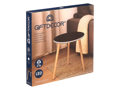 Mesa de apoio Giftdecor LED preta – Mesa de cabeceira em forma de cubo de 40 cm