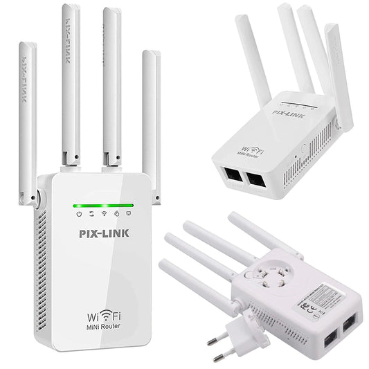Mini Router e Repetidor de Sinal Wi-Fi Pix Link – Amplificador de Internet de 300 Mbps