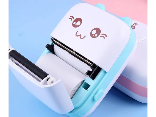 Mini impressora térmica sem fios (azul/rosa) – Criadora portátil de etiquetas e autocolantes