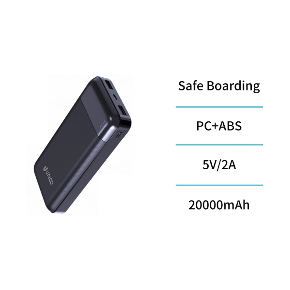 Carregador portátil de 20000mAh com carregamento rápido – Preto