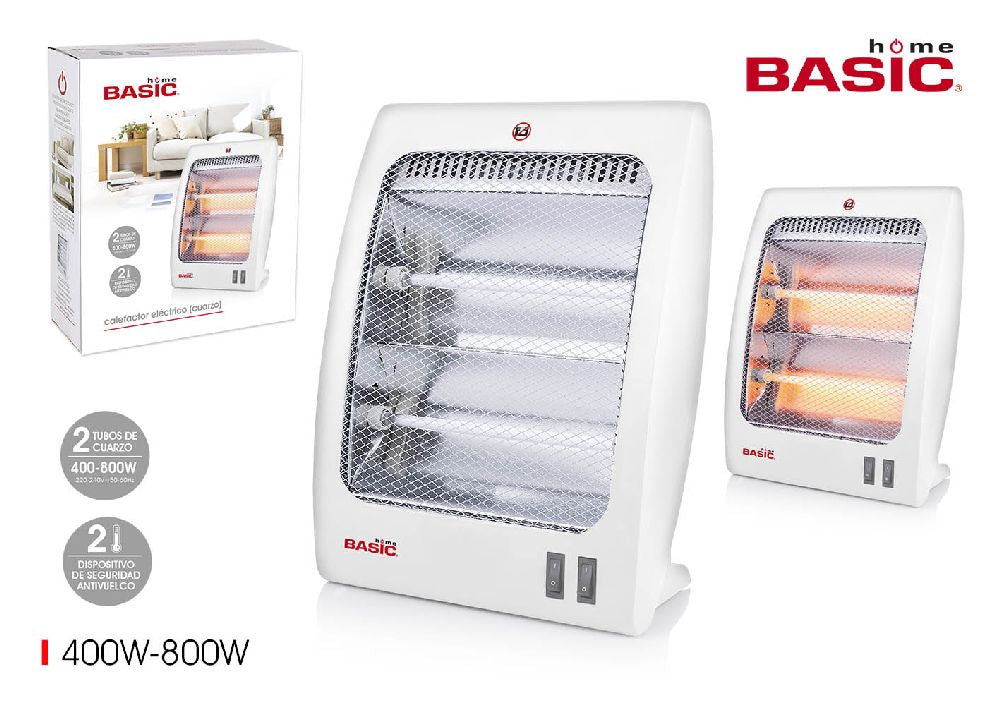 Aquecedor elétrico portátil de quartzo – 400/800 W para uso pessoal