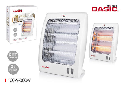 Aquecedor elétrico portátil de quartzo – 400/800 W para uso pessoal
